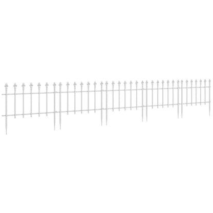 Outsunny 5 Pack Metal Decorative Garden Fence, 9.2' x 17.25", White - color: White