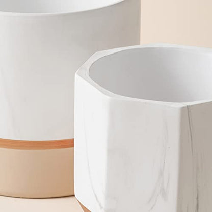 LA Jolie Muse Ceramic Flower Pots, 6.7 & 5.4 Inch Indoor Plant Pot Set of 2 - color: 6.7"+5.4"-white Pink