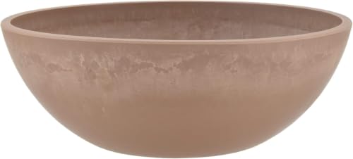 PSW Pot Collection M30TP 12-inch Plastic/Stone/Wood Composite Low Bowl Planter- No Drainage Hole (Drillable), Shallow Indoor/Outer Pot for Succulents, Bonsai, Fairy Gardens, Herbs, Taupe (Pack of 12) - color: Taupe, size: 12 Inch (Pack of 12)