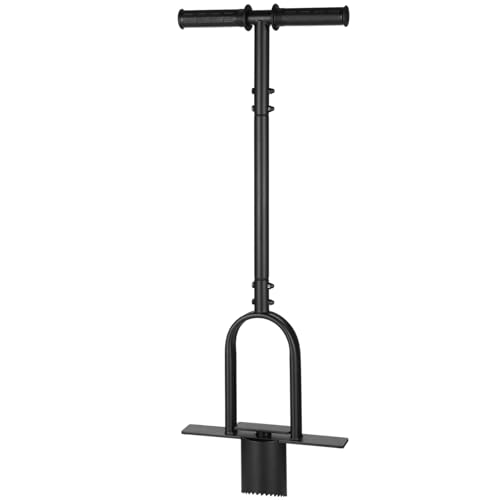 OMISTAR Bulb Planter Tool, Carbon Steel Grass Plugger with Long Handle, Heavy Duty Sod Plugger Garden Tool with Middle Pedal for Grass Plug, Digging Holes, Repair of Turf