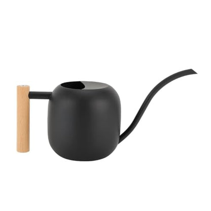Watering Can 45 oz Long Spout Wooden Handle Stainless Steel