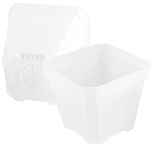 40 PCS 4 Inches Plastic Square Nursery Pot, Transparent Square Plastic Starter Pots with Drainage Hole, Clear Nursery Pots for Your Room, Garden, Office and Balcony Decor - size: 4 Inch 40 PCS