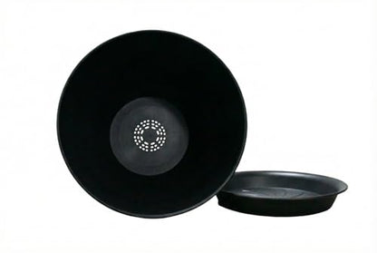 8 Inch Plant Pots Set of 4, Plastic Planters with Drainage Holes and Tray, Flower Pots for Indoor Outdoor Plants and Flowers (Black) - color: Black