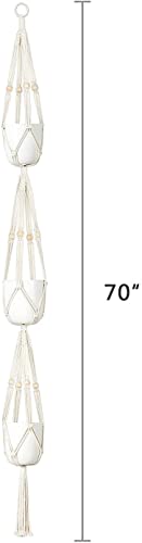 Mkono Macrame Plant Hanger 3 Tier 70" Hanging Plant Holder Indoor Outdoor - size: 70"