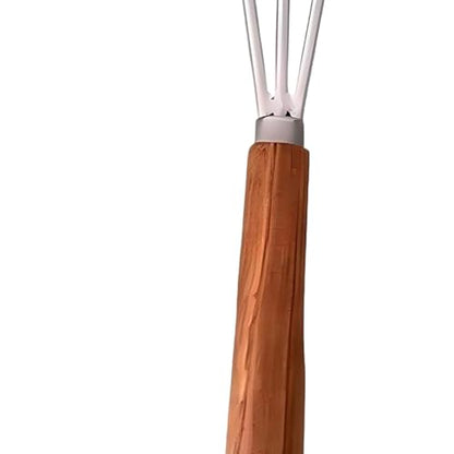 3-Prong Hand Rake Cultivator, Metal and Wood Hand Tiller for Weeding, Digging and Loosening Soil, Dark Brown