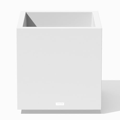 Veradek Block Series Cube Planter - Square Outdoor Planter - color: White, size: Medium