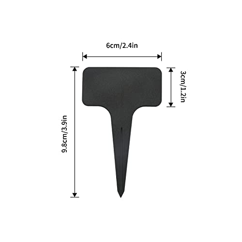 KINGLAKE 100 Pcs Waterproof Thick Plastic Black Plant Tags T Type Nursery Garden Labels - color: Black