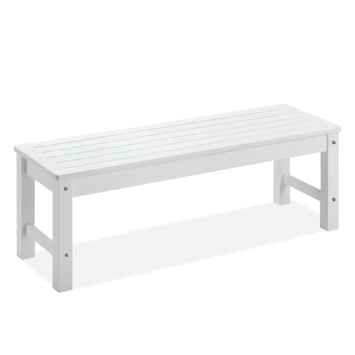 Psilvam 47" Backless Outdoor Bench for 2-Person, 700 LBS Capacity, White - color: White, size: 1 pack