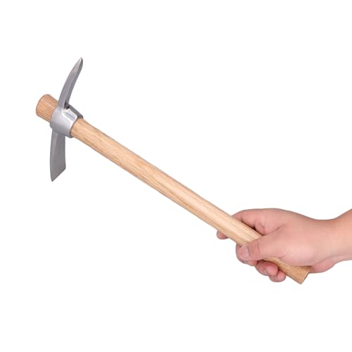 Forged Adze Pick, Weeding Mattock Hoe with Wood Handle Digging Tool