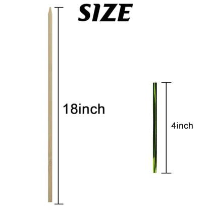 TIHOOD 100PCS 18" Wooden Garden Stakes with 100PCS 4" Garden Ties, Green Bamboo Sticks, Floral Plant Support, Tomato Stakes (Natural) - color: Natural