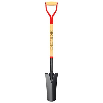 HIGHLIGHT Spade Shovel Digging Trench Garden 45 Inch D Grip Steel Shovel