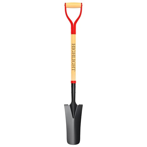 HIGHLIGHT Spade Shovel Digging Trench Garden 45 Inch D Grip Steel Shovel