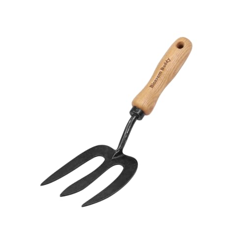 Stainless Steel Garden Hand Fork, Hand Weeder Fork with Ash Wood Handle - size: 31CM Garden Fork