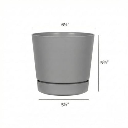 Root & Vessel Majestic Full Depth Round Cylinder Pot, Glossy Gray, 6-Inch (10060) - color: Gray, size: 6 Inch