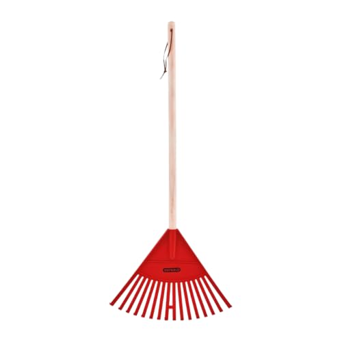 Superio Kids Leaf Rake, 34-Inch Lawn & Garden Rake with Hardwood Handle and Durable Plastic Head, Leaf Cleanup Tool, Red 1 Pack - color: Red