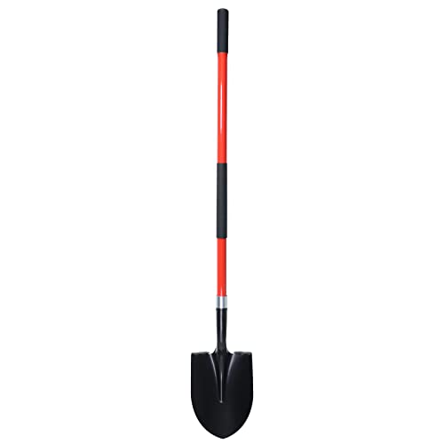 VNIMTI Heavy Duty Gardening Shovel, 56 Inch Round Blade with Fiberglass Handle (Red) - color: Red