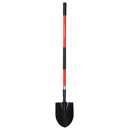 VNIMTI Heavy Duty Gardening Shovel, 56 Inch Round Blade with Fiberglass Handle (Red) - color: Red