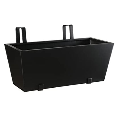 BIRDROCK HOME 1pk Metal Railing Planter - Balcony Flower Box - Deck Rail Boxes - House Apartment Plant Pot - Black
