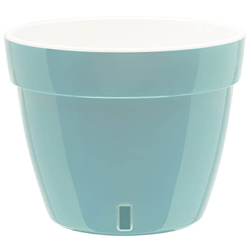 Gardenera 10.6" ASTI Self Watering Planter in Menthol/White - Modern Flower Pot with Water Level Indicator for All House Plants, Flowers, Herbs, Succulents and Hanging Plants - color: Menthol/White, size: 10.6 Inch