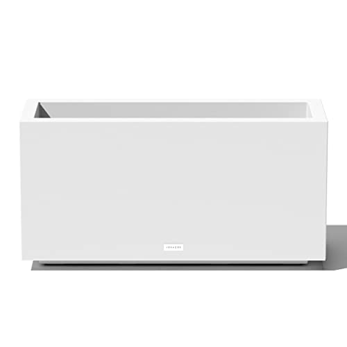 Veradek Block Series Long Box Planter - Rectangular Outdoor Planter - color: White, size: Medium