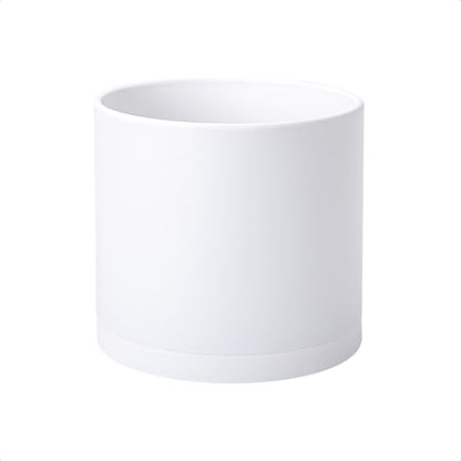 D'vine Dev Plastic Planter Pot with Saucer, 8 in, White, 74-X-A-1 - color: Matte White, size: 8 Inch