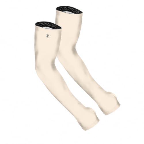 FARMER'S DEFENSE Gardening Arm Sleeves|UV Cooling Protective Sleeve Women & Men|Anti-Scratch Cover Sun UPF Outdoor Protection - Cream - S/M - color: Cream, size: Small-Medium