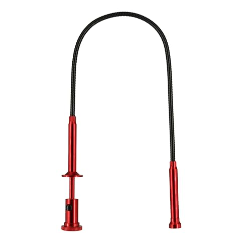24.4 in Claw Grabber Tool,Bendable Hose Reacher Pickup with LED Light,4 Claw Picking Tool for Garbage Litter Pick Home Sink Drain and Metal Small Items. (Red) - color: Red