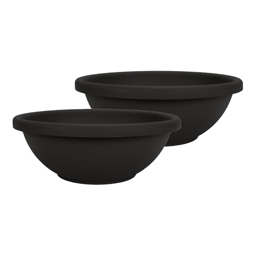 The HC Companies Garden Bowl Shallow Garden Bowl, 20 Inch, Black, 2-Pack - color: Black, size: 20", style: Pack of 2