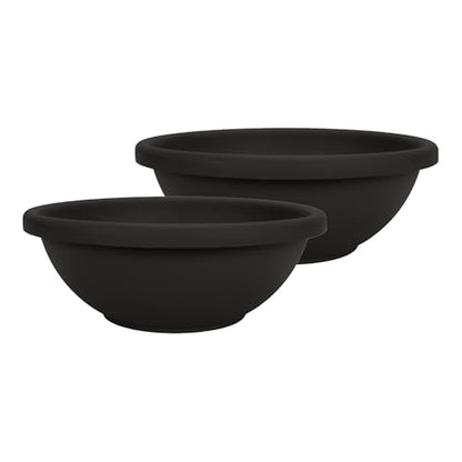 The HC Companies Garden Bowl Shallow Garden Bowl, 20 Inch, Black, 2-Pack - color: Black, size: 20", style: Pack of 2