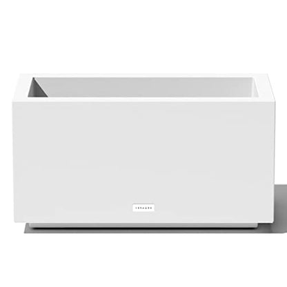 Veradek Block Series Long Box Planter - Rectangular Outdoor Planter - color: White, size: Small