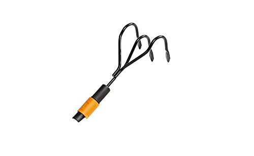 Fiskars QuikFit 3 Prong Cultivator, for Optimal Bed Preparation and Care, Tool Head, Length: 31 cm, Width: 12.5 cm, Black/Orange, 1000680 - style: Cultivator