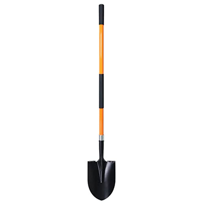 VNIMTI Heavy Duty Gardening Shovel, 56 Inch Round Blade with Fiberglass Handle (Orange) - color: Orange