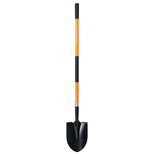 VNIMTI Heavy Duty Gardening Shovel, 56 Inch Round Blade with Fiberglass Handle (Orange) - color: Orange