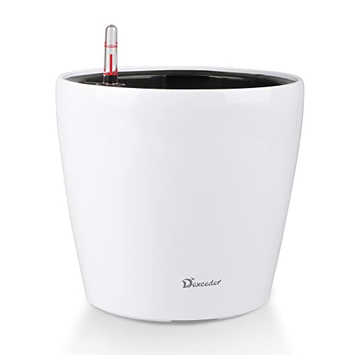 Dexceder 11x10 Self Watering Planter (White High Gloss) - color: Ceramic White, size: 11x10