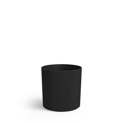 Mayne Haven 12in Round Fluted Modern Planter, Black - color: Black, size: 12in