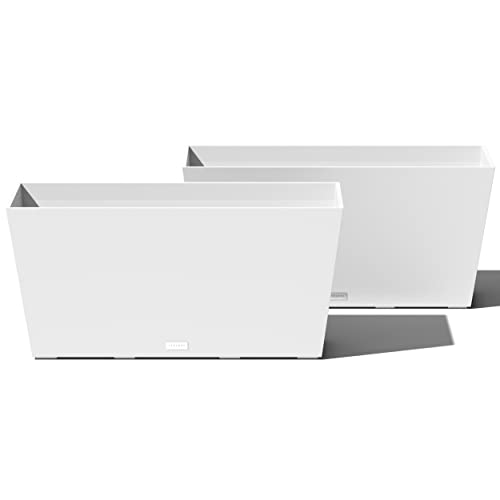 Veradek Pure Series Midori Planter - Wide Outdoor Planter - color: White, size: 31 inch - 2 Pack