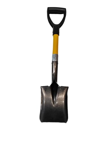 Plexon 27" Short Handle Square Point Shovel – Hardened 50Mn Steel Blade, Fiberglass Shaft, D-Grip, Transfer Shovel for Garden, Mulch, Gravel & Snow Removal - style: Square