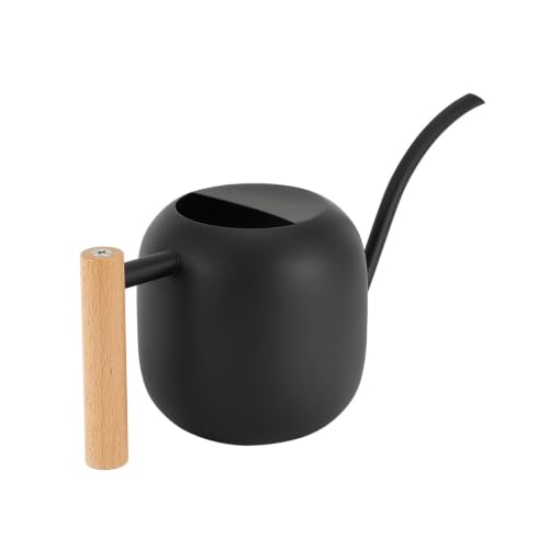 Watering Can 45 oz Long Spout Wooden Handle Stainless Steel