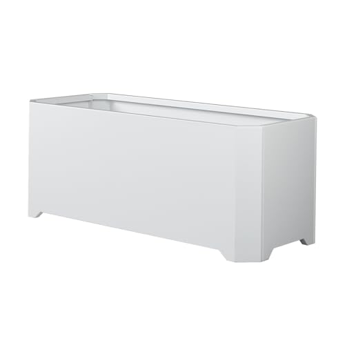 Metal Rectangular Planter Box 32"L x 15"W x 15"H Large White Planters - color: White, size: 32"Lx15"Wx15"H