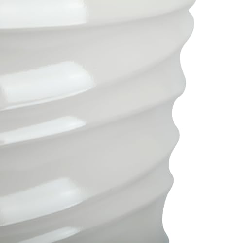 White Round Plastic Planter 16x16x18 Inches, Tall Sturdy Flower Pot for Patio and Garden, Fade and Weather Resistant, Lightweight Design with Drainage