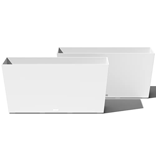 Veradek Pure Series Midori Planter - Wide Outdoor Planter - color: White, size: 39 inch - 2 Pack
