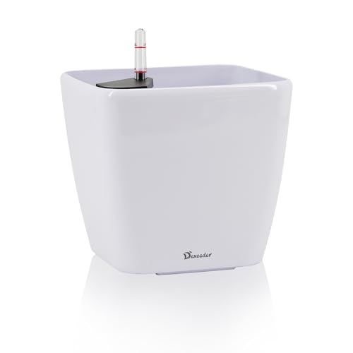 Dexceder 9x8 Self Watering Planter (White High Gloss) - color: Ceramic White, size: 9x8