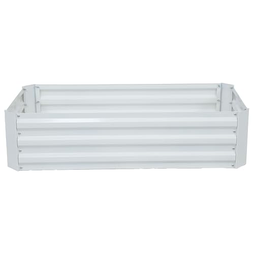 Sunnydaze Rectangle Galvanized Raised Garden Bed for Vegetables & Flowers - color: Ivory White