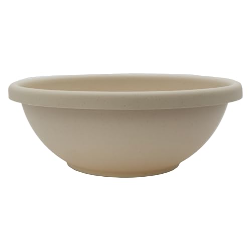 The HC Companies Shallow Planter with Drainage - Contemporary Garden Bowl Planter for Flowers, Herbs & More - Round Succulent Planter Pot for Indoors and Outdoors (15.5" Cottage Stone, Pack of 1) - color: Cottage Stone, size: 15.5", style: Pack of 1