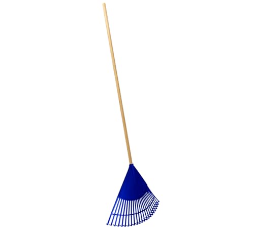 Leaf Rake – 22.5" Resin Head – 48" Hardwood Handle, Blue - color: Blue