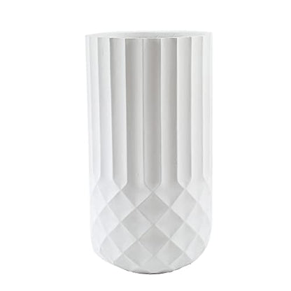 LuxenHome Planter for Outdoor Indoor Plants 25" H White Tall MgO Plant Pots - color: White 25"