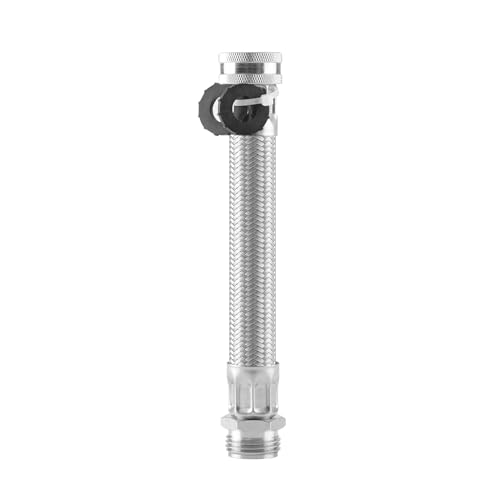 Stainless Steel Braided Garden Hose Extension, 9.5 Inch, Heavy-Duty, 45° Maximum Bend - size: 9.5 Inch