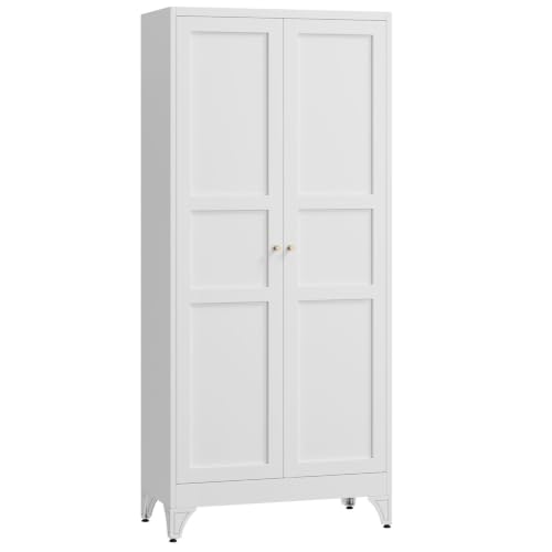 Letaya Metal Pantry Kitchen Storage Cabinet,61" H Adjustable Shelves,White - color: White, size: 14"D x 28"W x 61"H