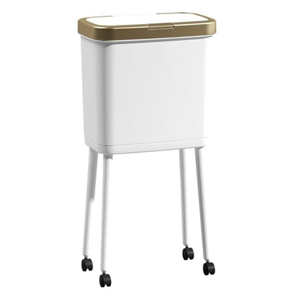 Procade 4 Gallon Bathroom Trash Can on Wheels,Slim Rolling Gold Garbage Can - color: White