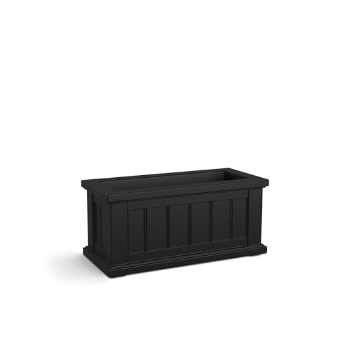 Mayne Cape Cod 24in Self-Watering Rectangular Planter, Black - color: Black, size: 24in x 11in